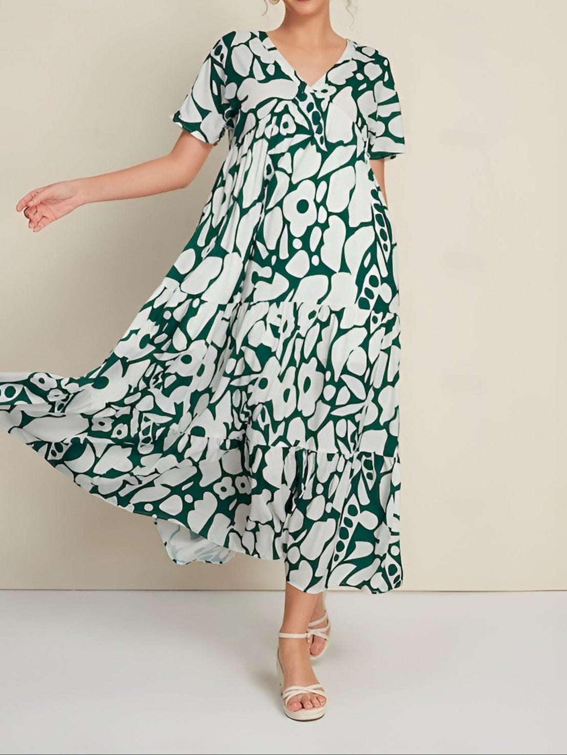Joyce | Floral Puff Sleeve Flowy Maxi Dress