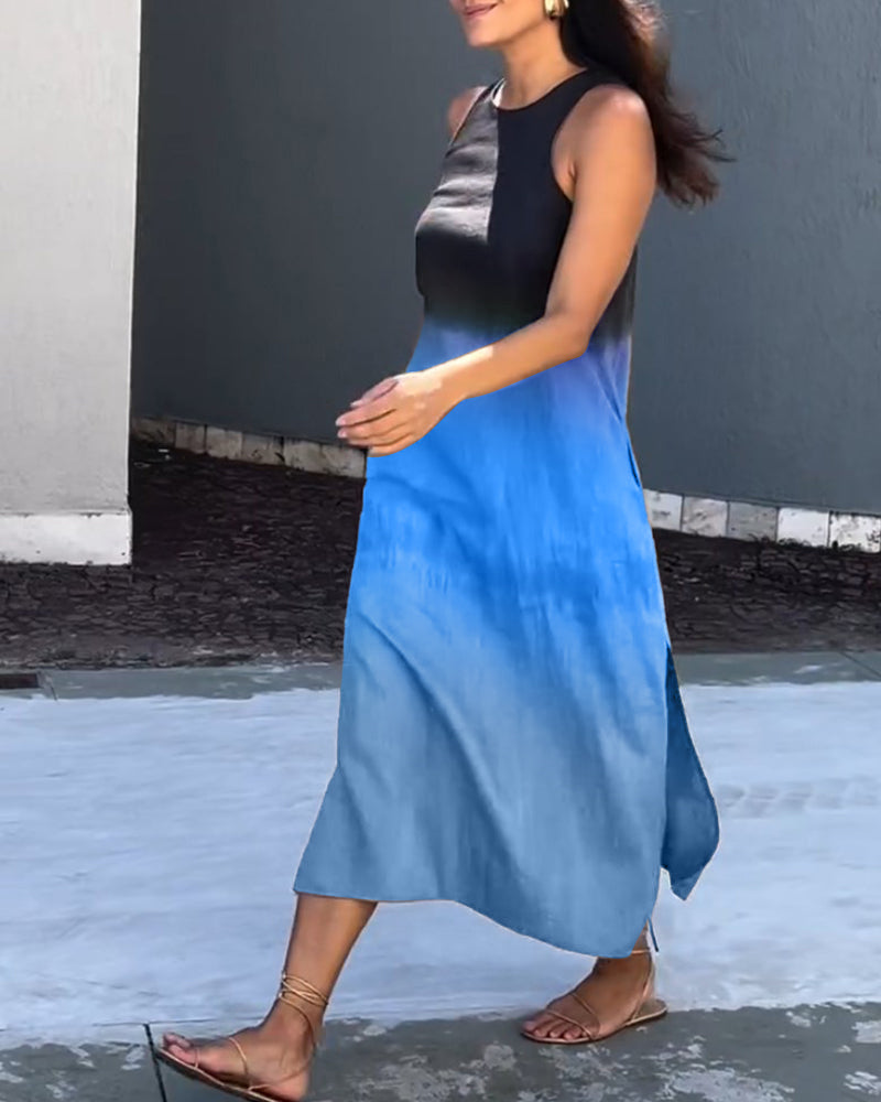 Anette | Ombre Sleeveless Round Neck Maxi Dress