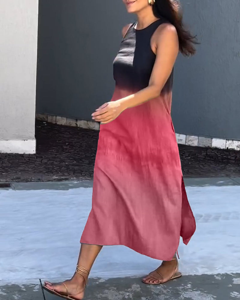 Anette | Ombre Sleeveless Round Neck Maxi Dress