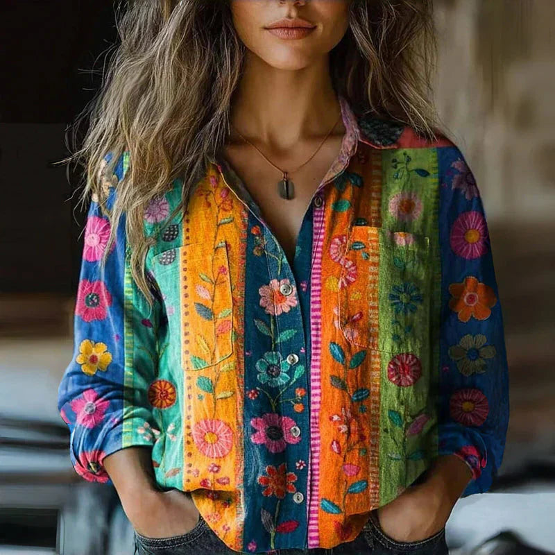Rebecca | Bohemian Print Vintage Blouse
