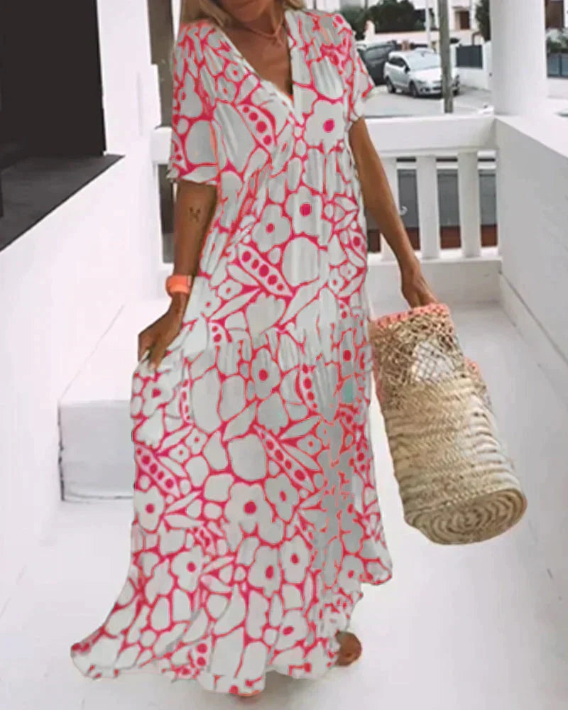 Joyce | Floral Puff Sleeve Flowy Maxi Dress