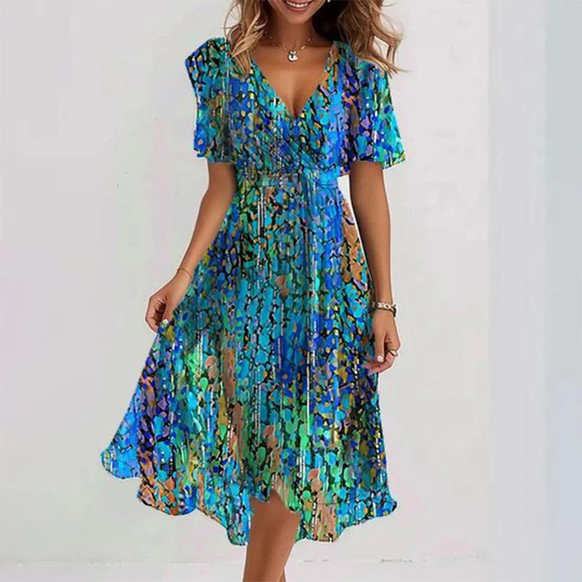 Susan | Elegant Floral Wrap Midi Dress