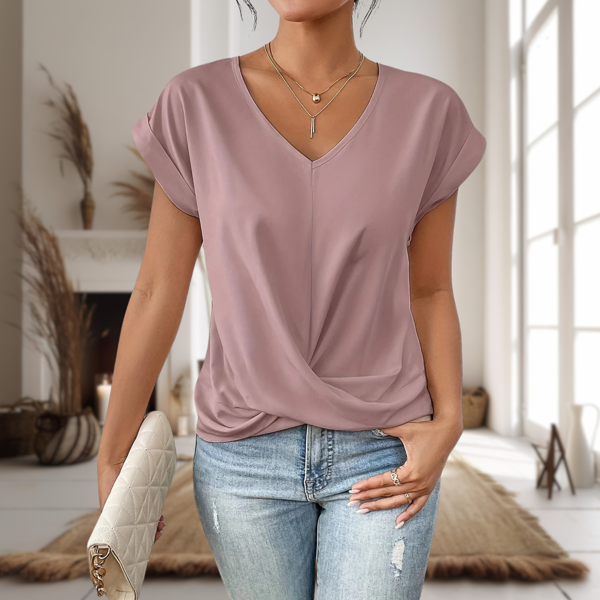 Elle | Sweetheart Neck Casual Tee