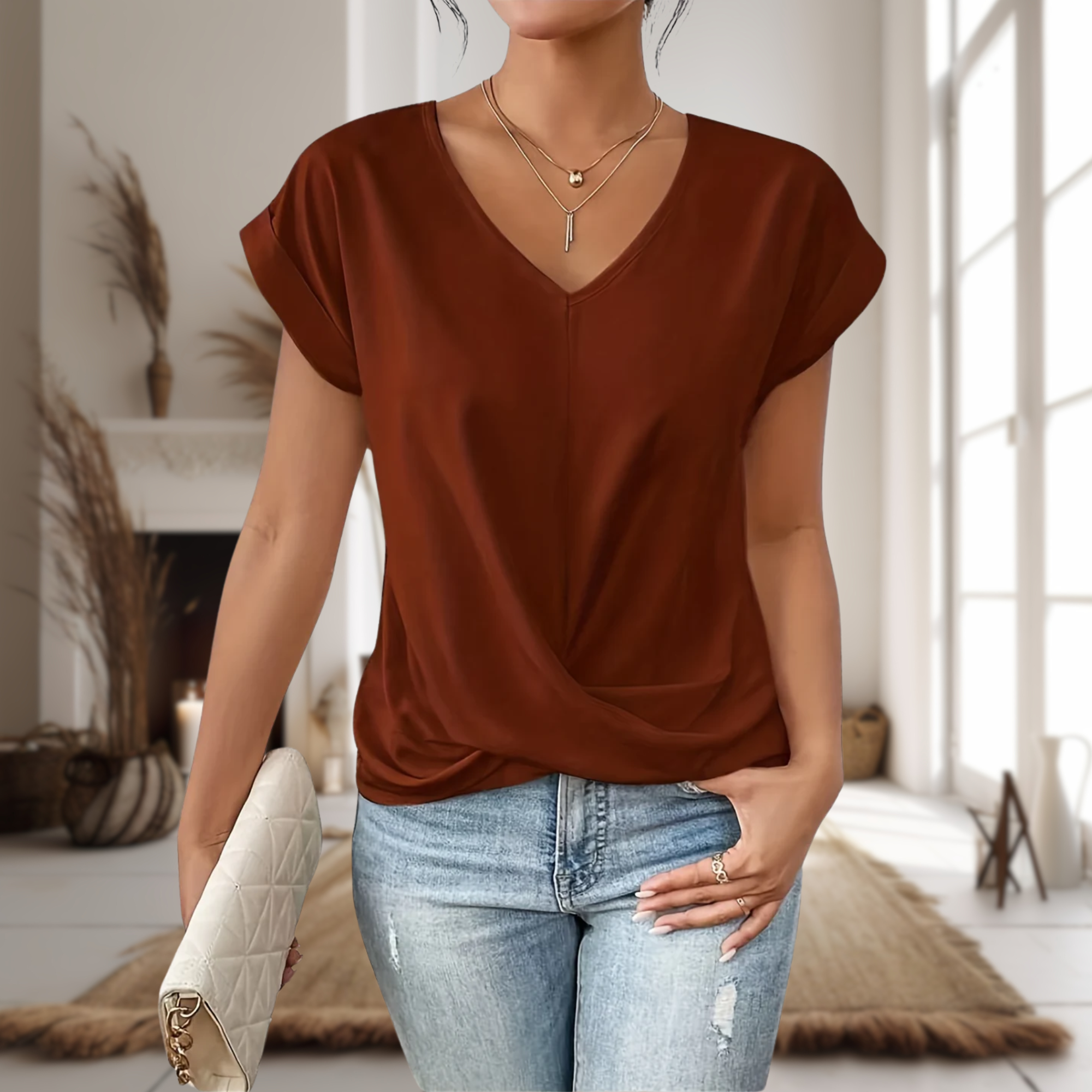 Elle | Sweetheart Neck Casual Tee