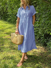 Deborah | Striped Button-Up Midi Shirt Dress