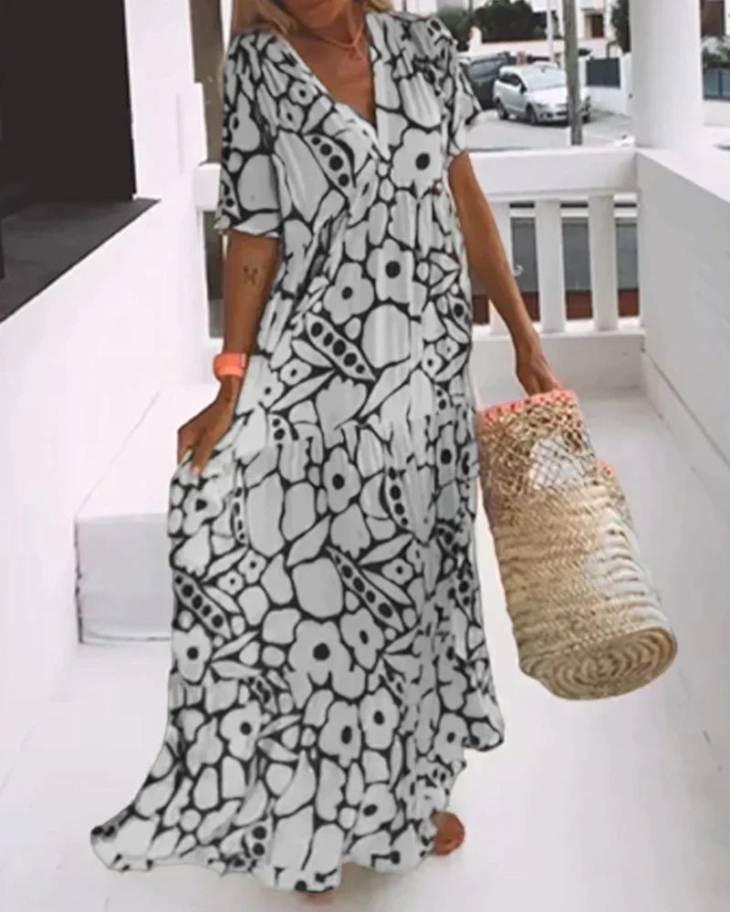 Joyce | Floral Puff Sleeve Flowy Maxi Dress