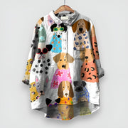 Geraldine | Dog Print Casual Shirt