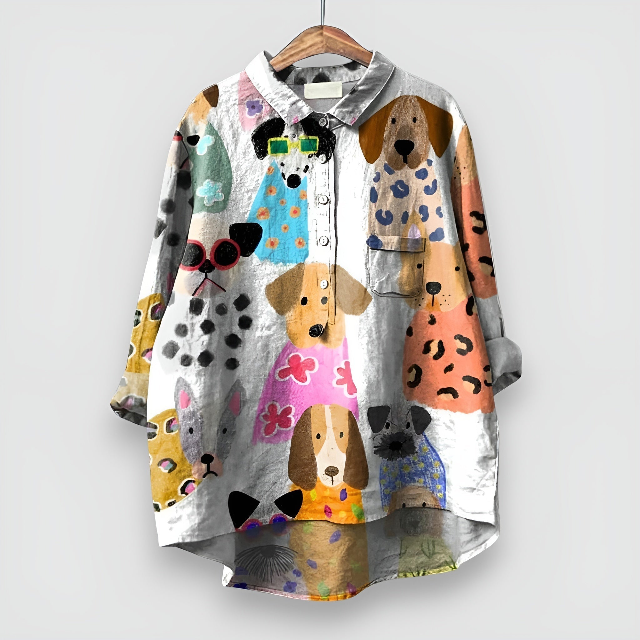 Geraldine | Dog Print Casual Shirt