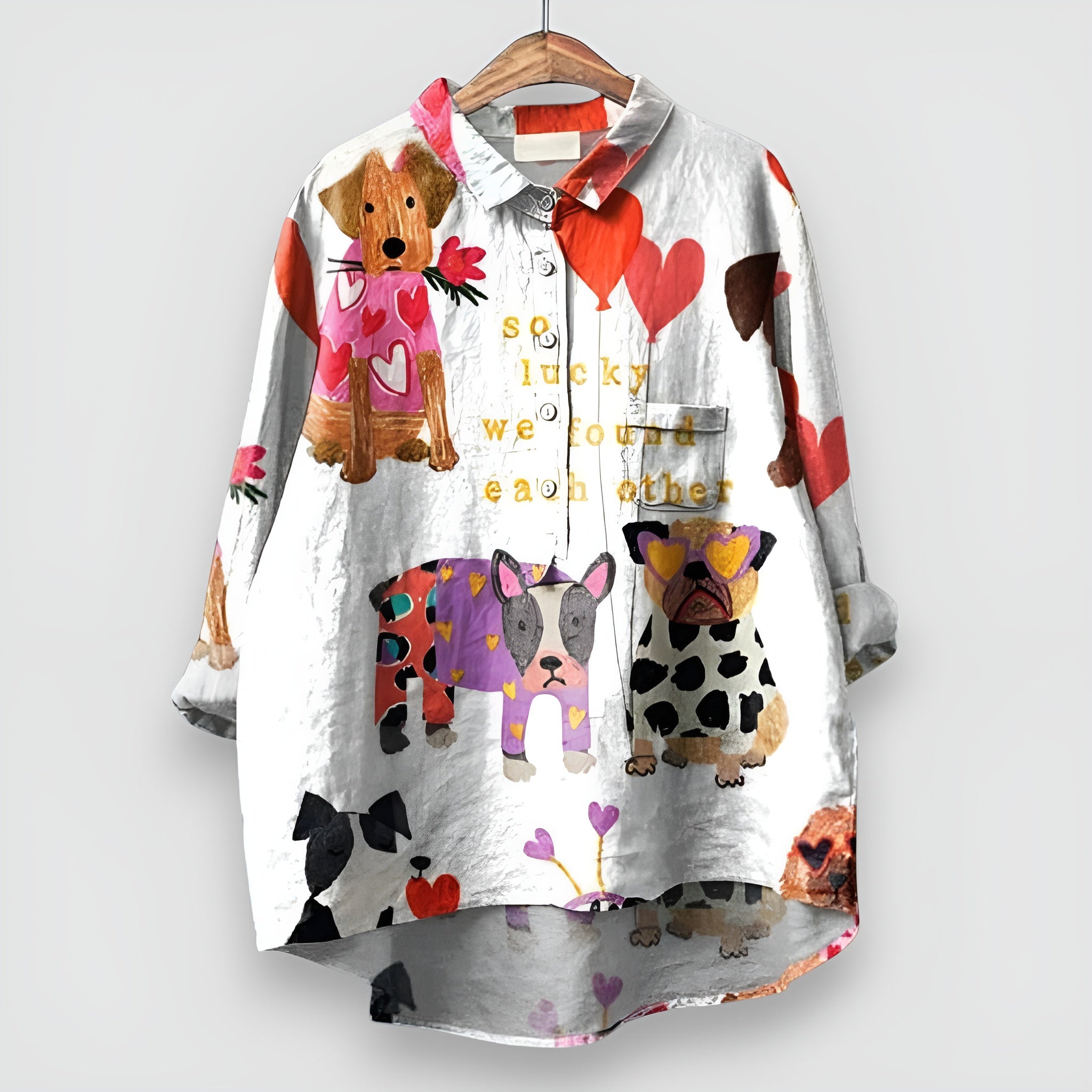 Geraldine | Dog Print Casual Shirt