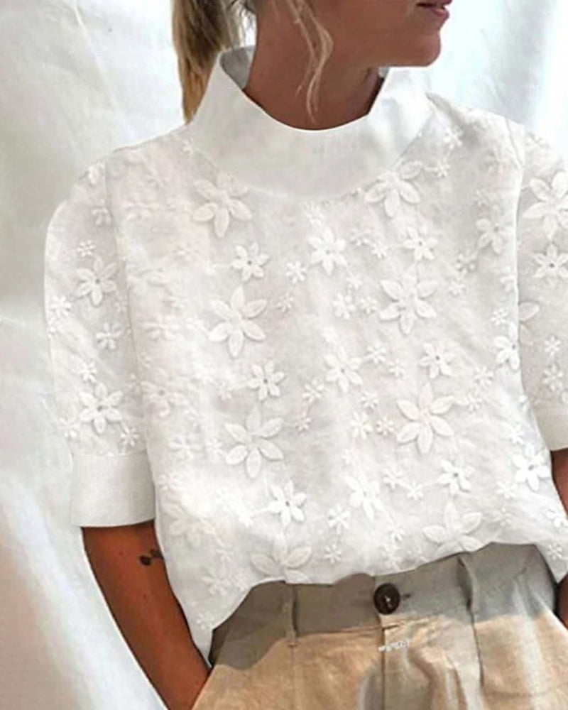Julia | Embroidered Stand Collar Blouse