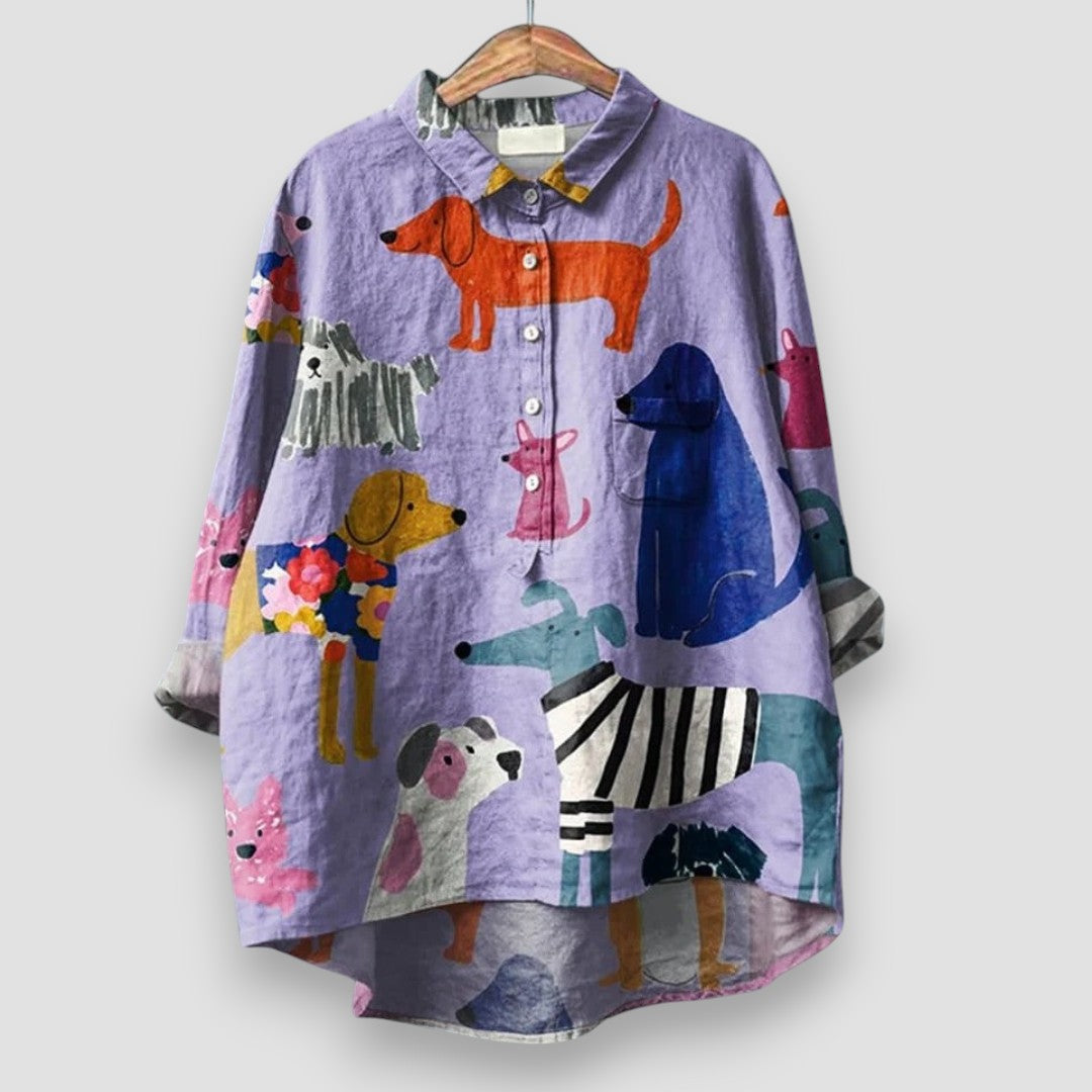 Geraldine | Dog Print Casual Shirt