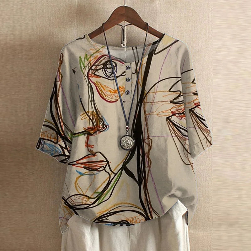 Anya | Retro Print Casual Blouse