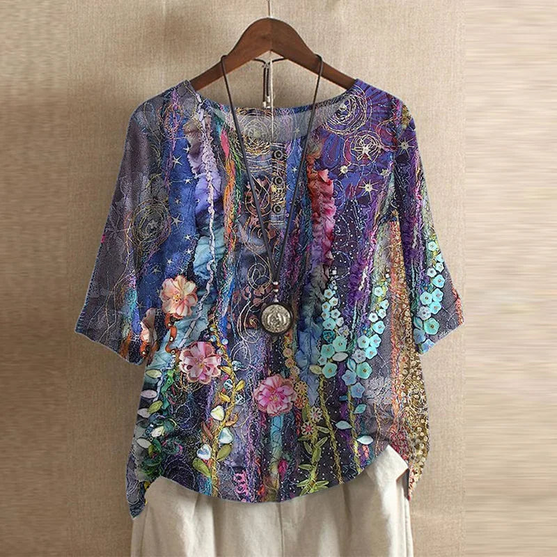 Anya | Retro Print Casual Blouse