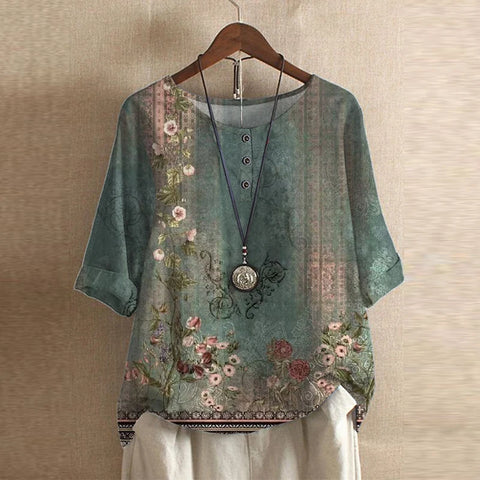 Anya | Retro Print Casual Blouse
