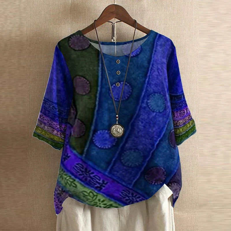 Anya | Retro Print Casual Blouse