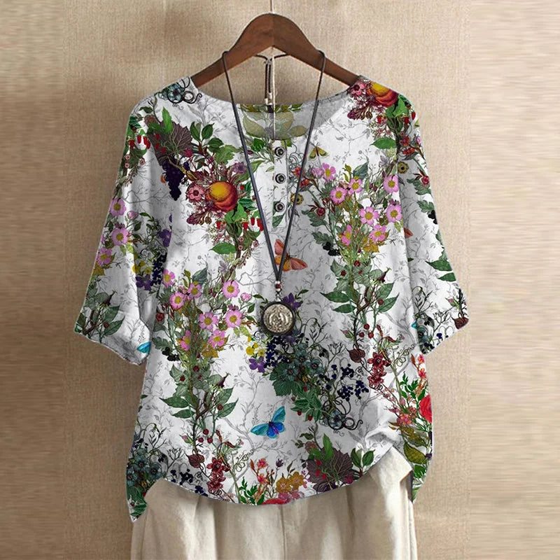 Anya | Retro Print Casual Blouse