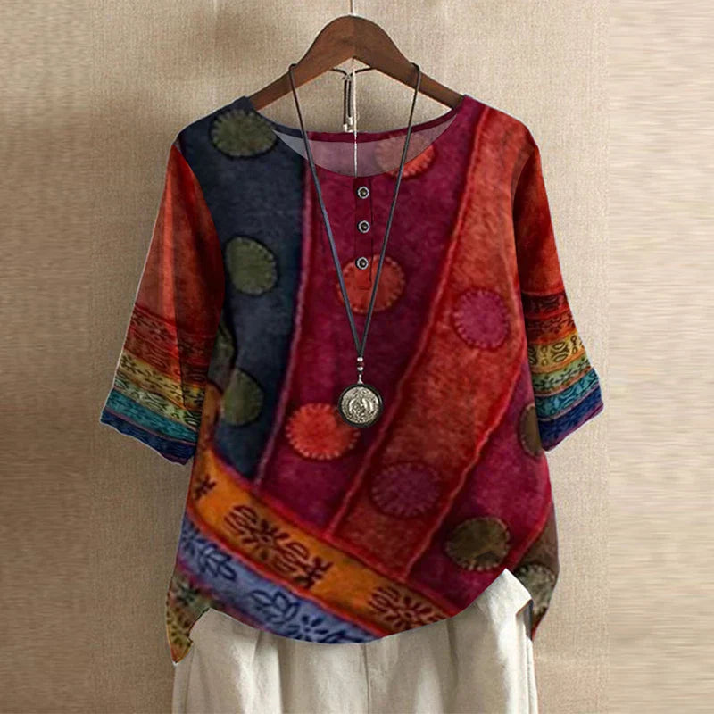 Anya | Retro Print Casual Blouse