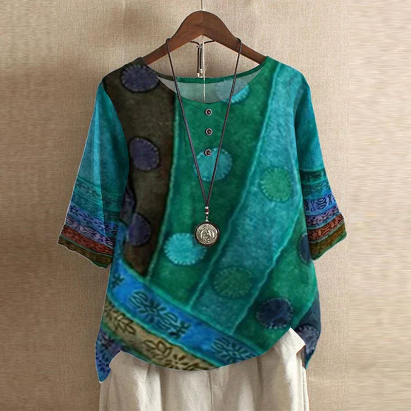 Anya | Retro Print Casual Blouse