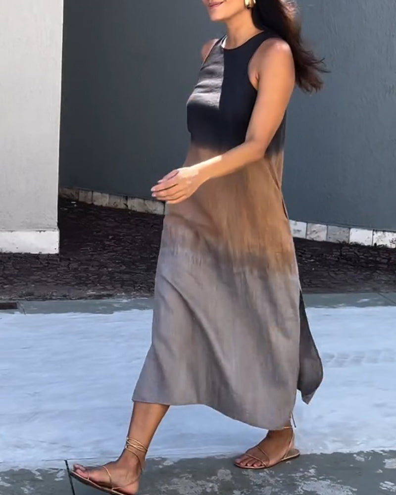 Anette | Ombre Sleeveless Round Neck Maxi Dress