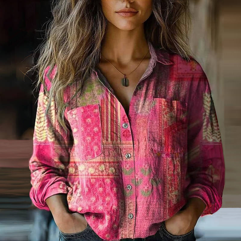 Rebecca | Bohemian Print Vintage Blouse