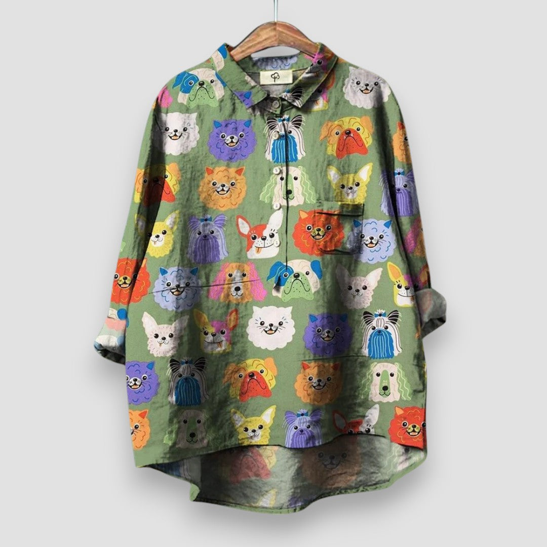 Geraldine | Dog Print Casual Shirt