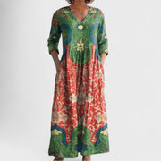 Rosemary | Vintage Floral Print Long Sleeve Maxi Dress